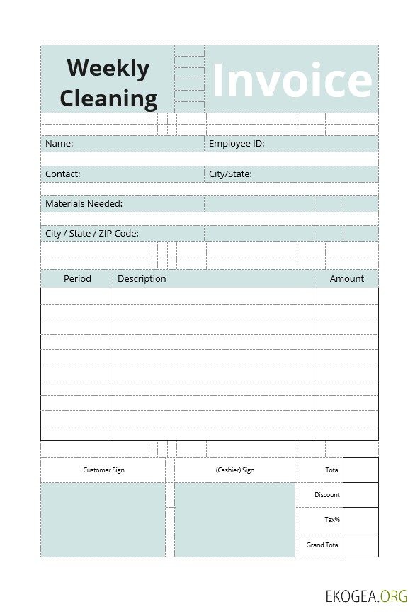 Modèle de facture de nettoyage commercial